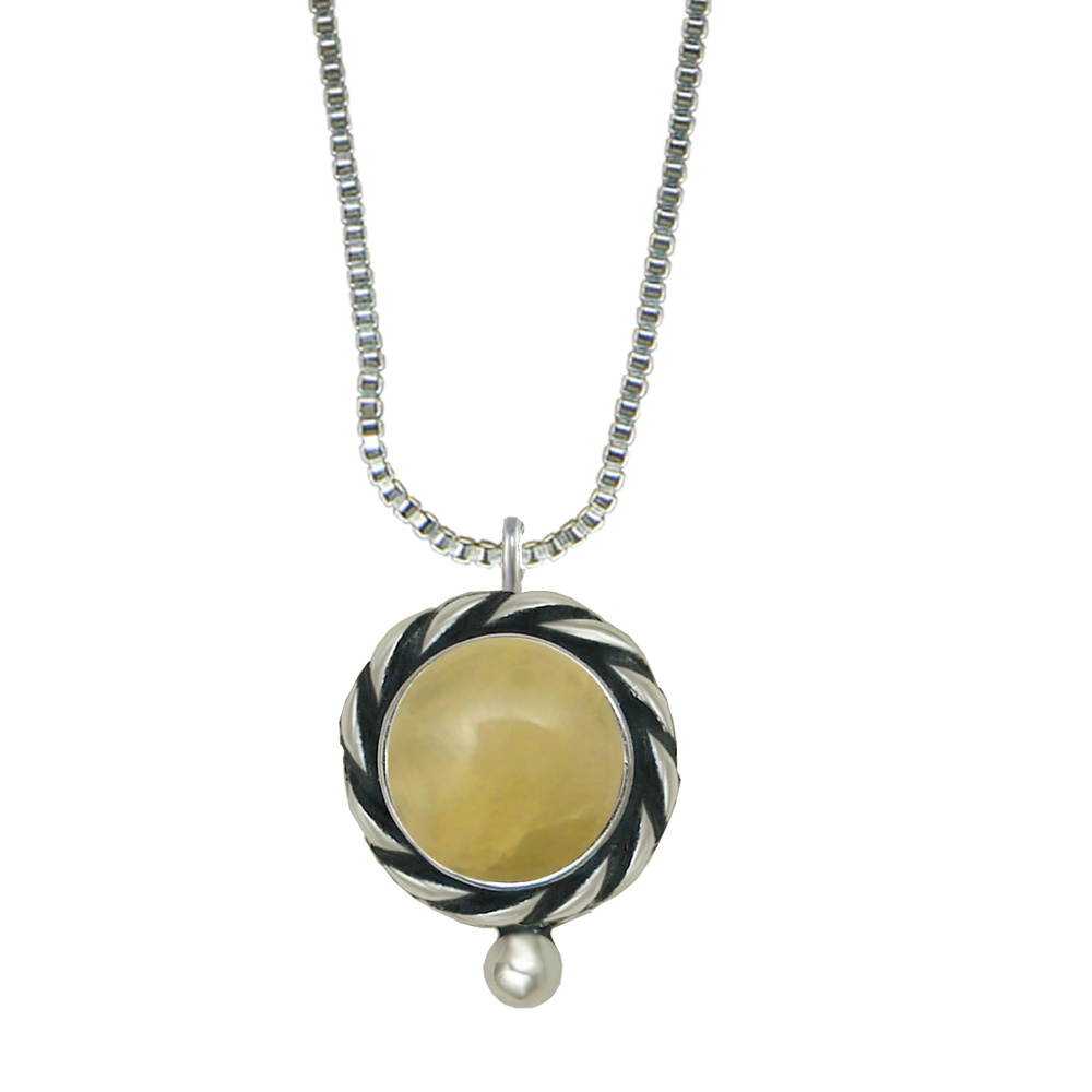 Sterling Silver Little Yellow Aragonite Pendant Necklace